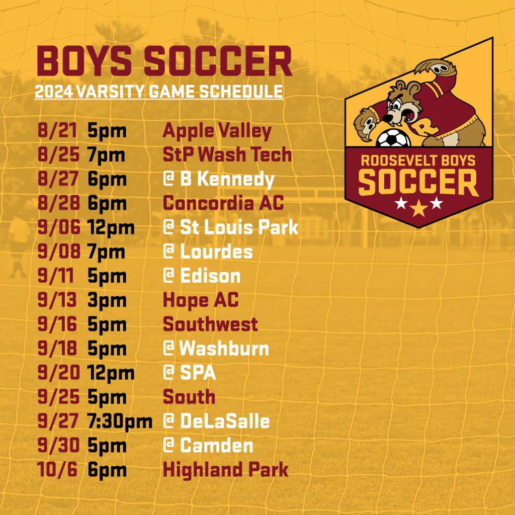 Graphic: Boys Soccer 2025 Varsity Game Schedule