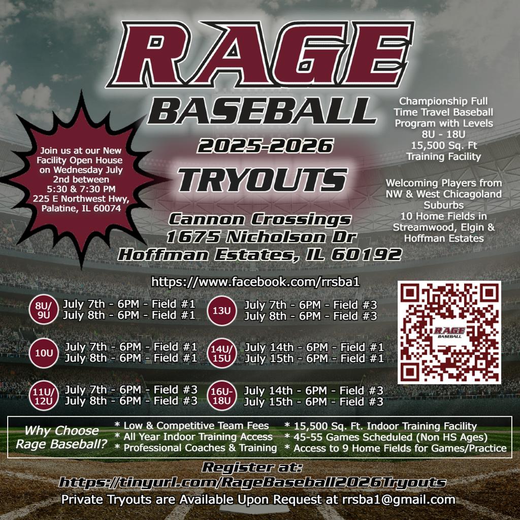 Rage Baseball 2026 Season Tryouts