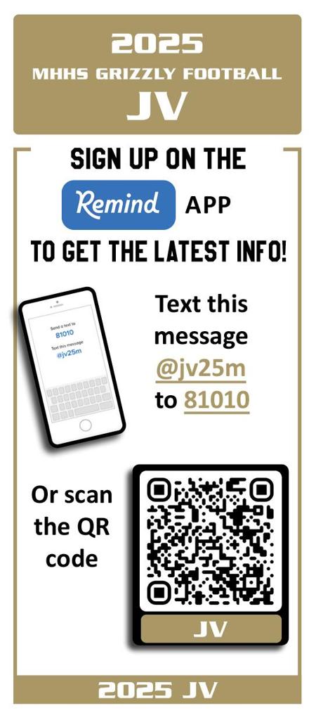 MHHS Junior Varsity Football Remind Info