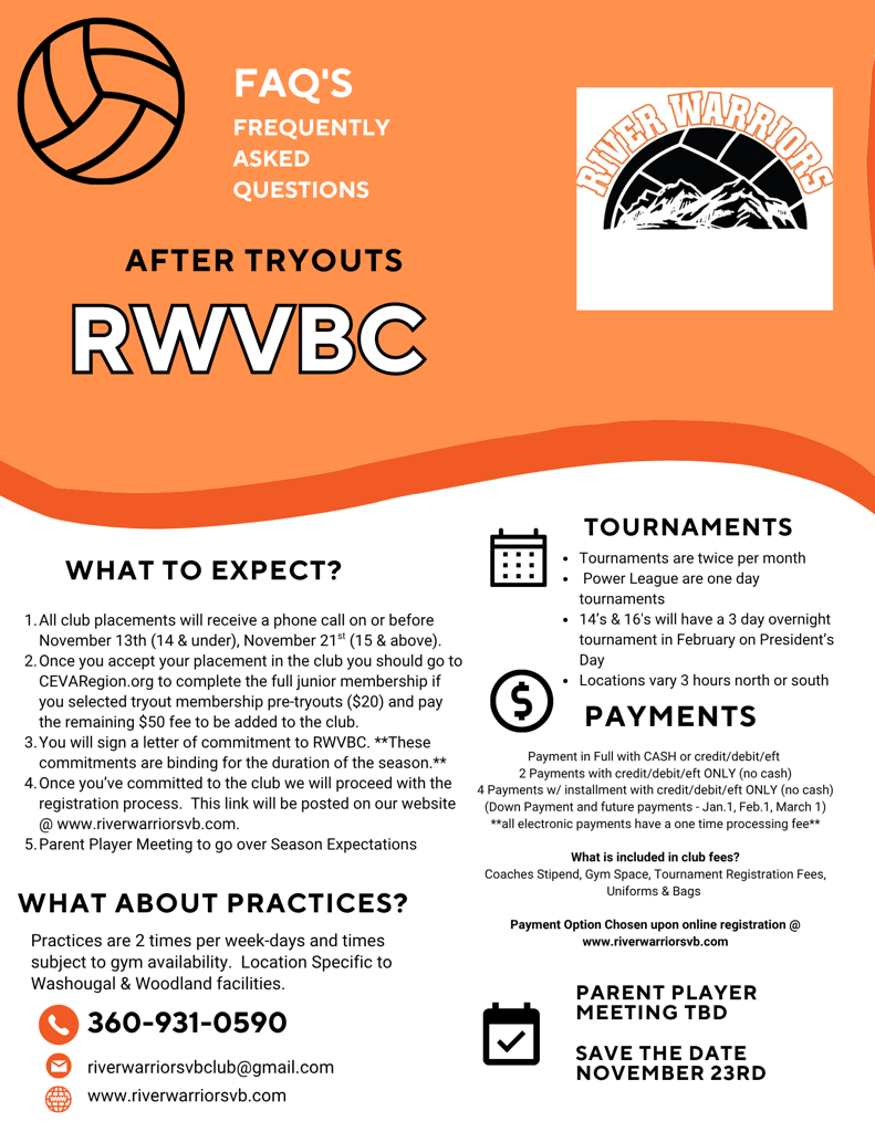 FAQ - After Tryouts - What's Next?