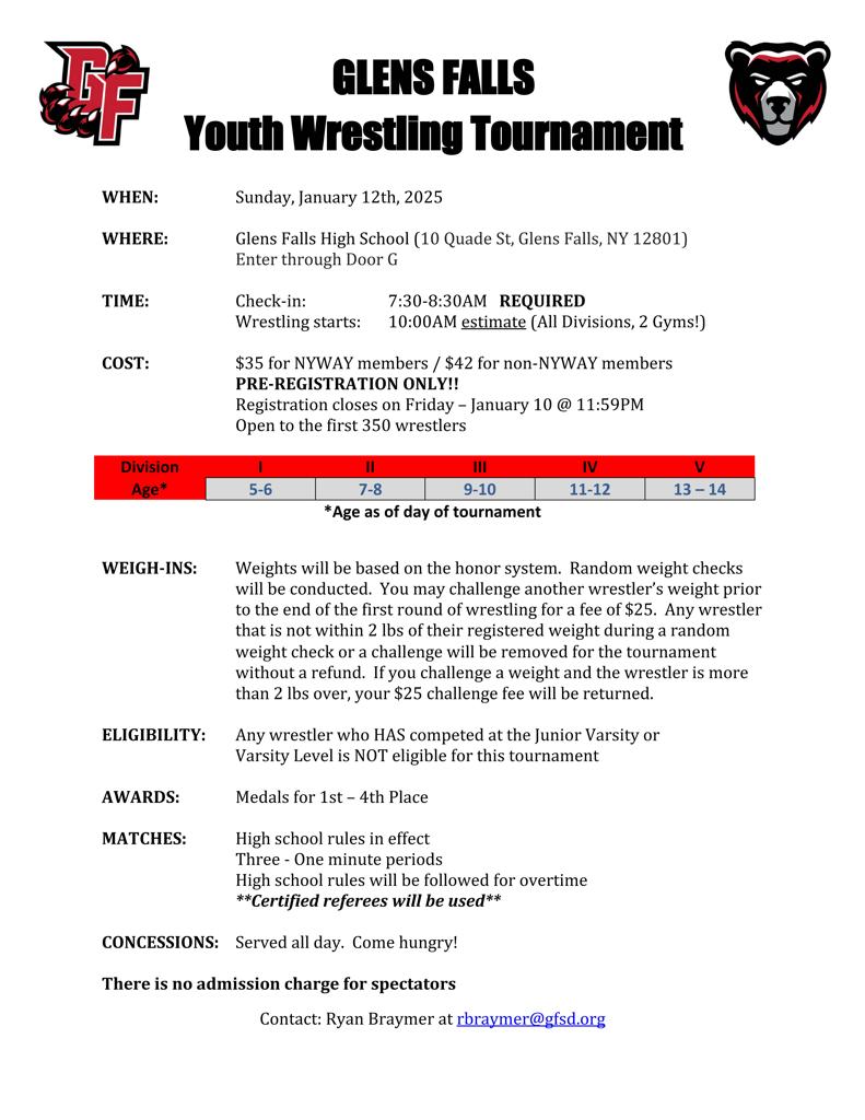 Welcome 2025 glens falls youth wrestling tournament new york