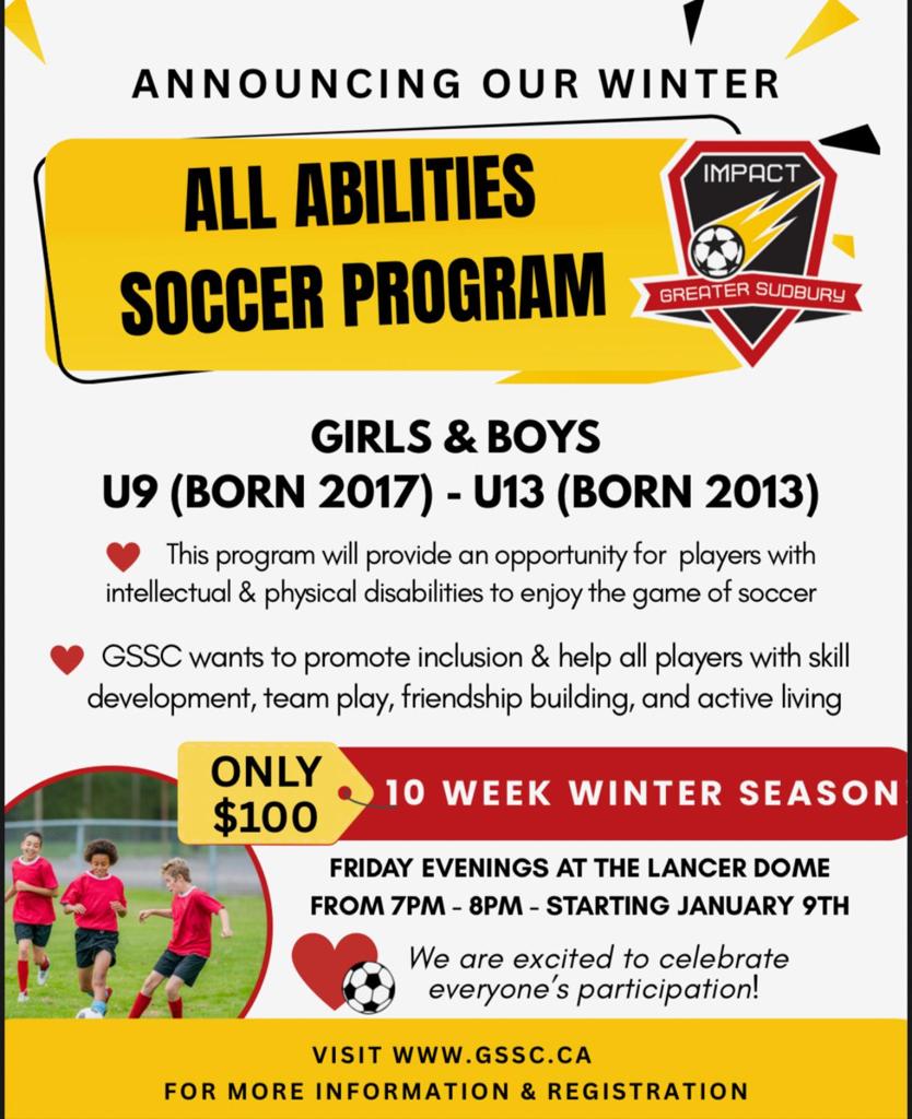 ALL ABILITIES FALL INDOOR SOCCER PROGRAM