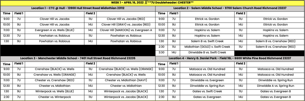 2022 Schedule 2022 Schedule