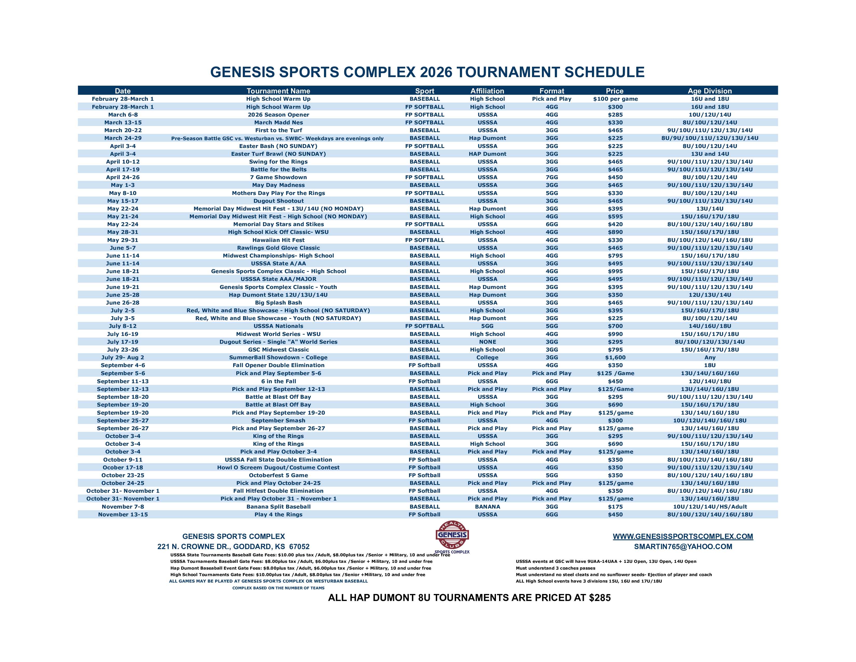 2026 Tournaments