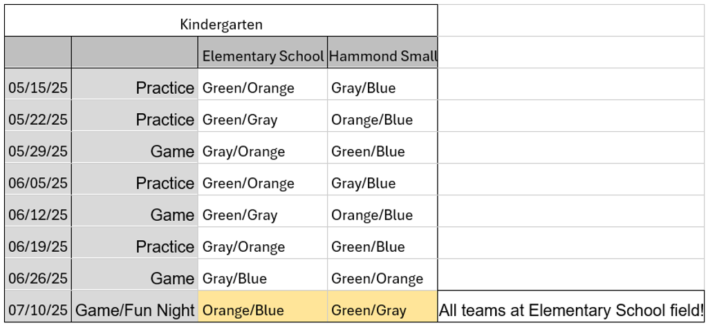 Kindergarten Schedule