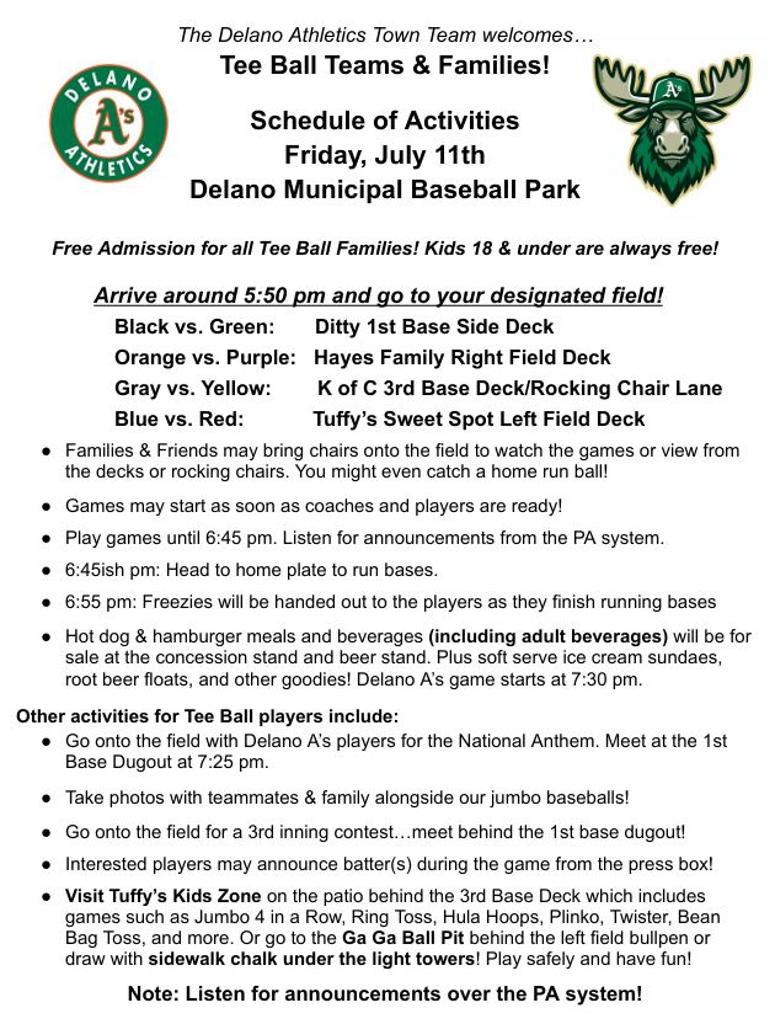 Tee Ball at the Muni on June 25th!