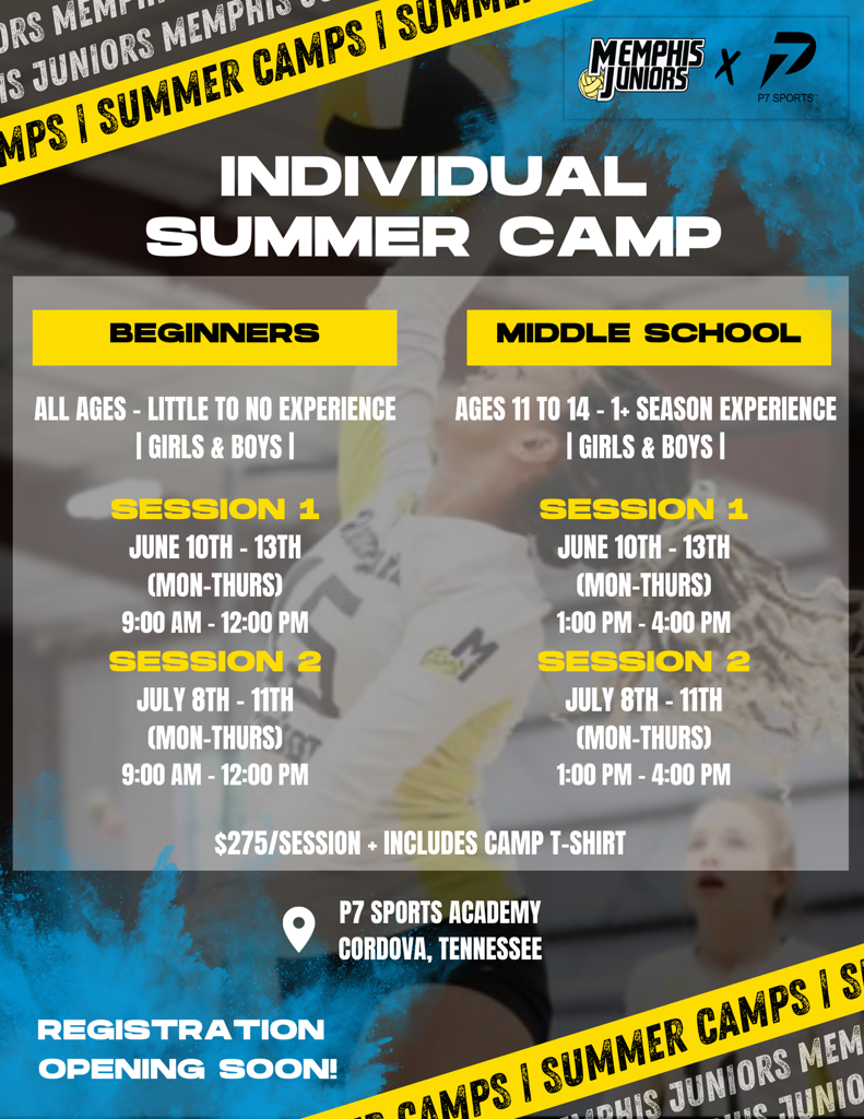 Welcome 24 individual summer camps memphis juniors volleyball