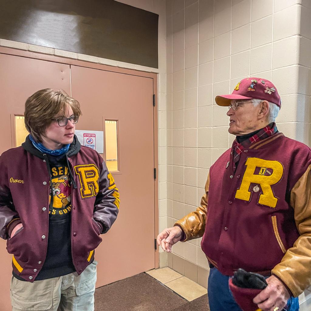 Roosevelt Nordic skier Owen chats with former Teddy Skier Gerald