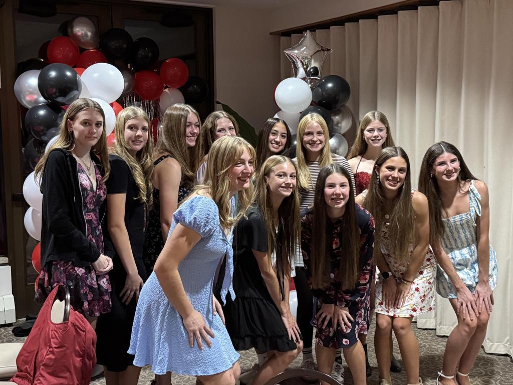 Girls cross country team at banquet