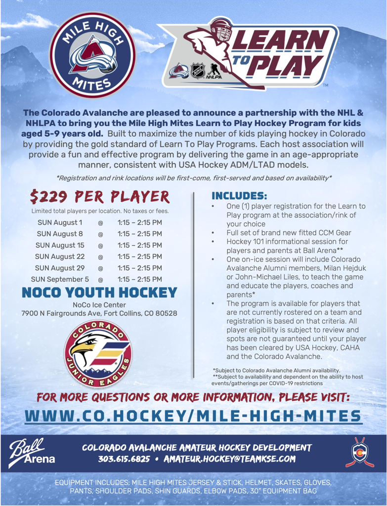 Mile High Mites Learn to Play Hockey