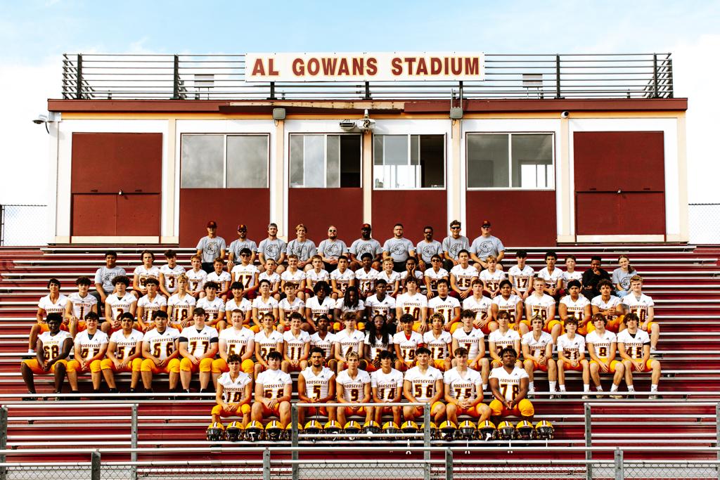Minneapolis Roosevelt Football team posing for a team photo