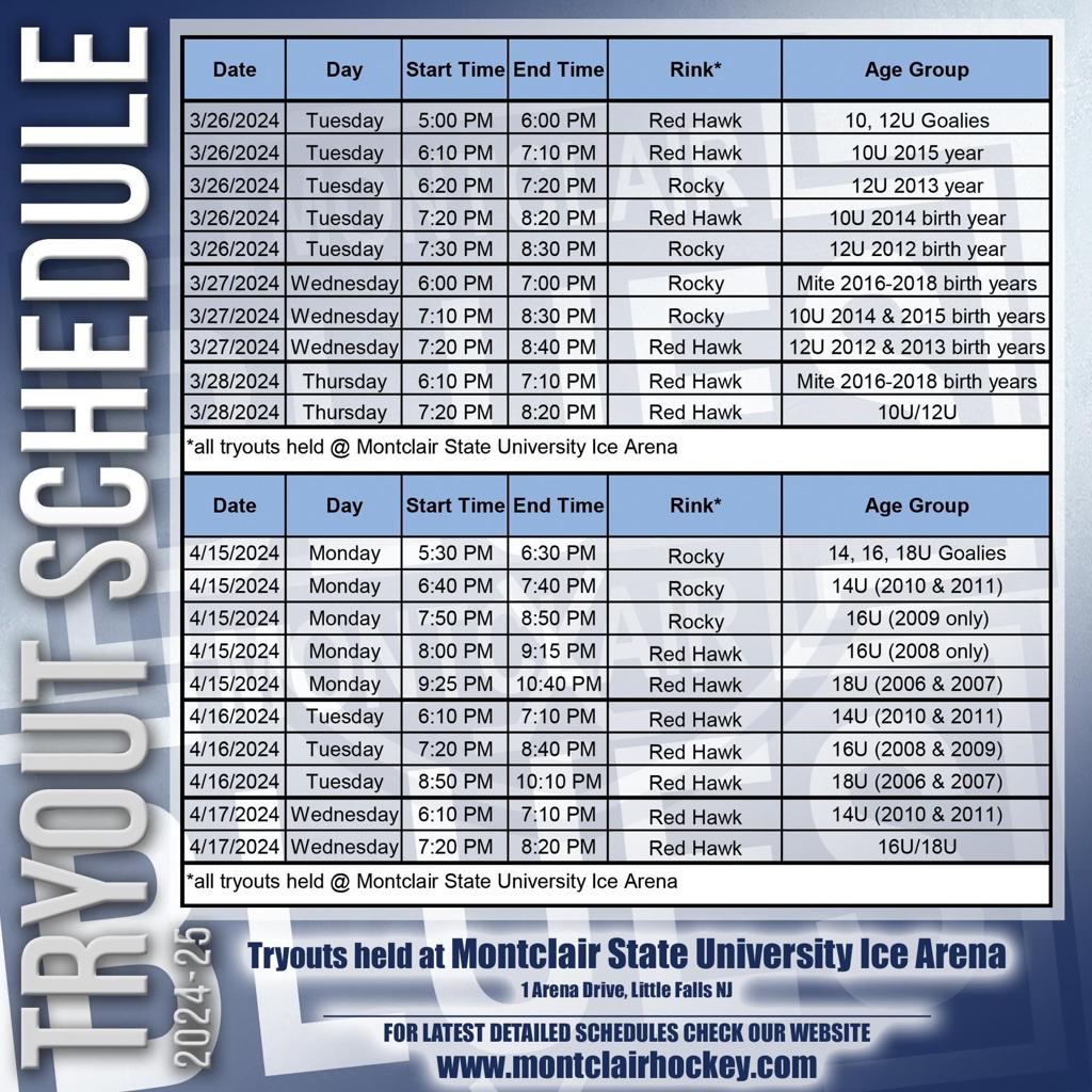 2024 MHC Travel Tryouts Montclair Hockey Club