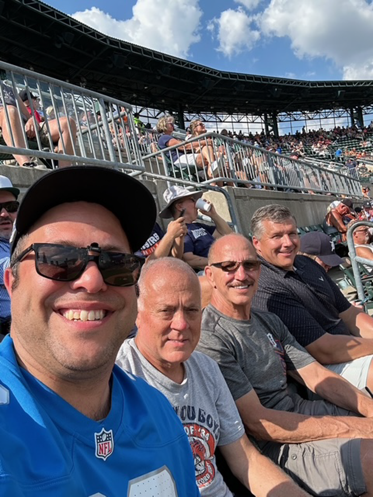 Mark Uyl along with Ron, Tom and Matt at the Tigers ballgame