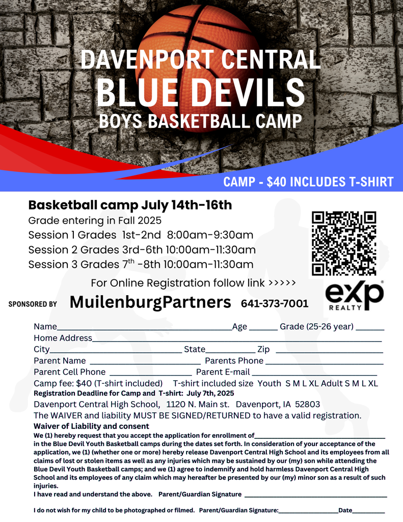 July 14-16 youth basketball camp