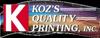 Sponsored by Koz's Quality Printing