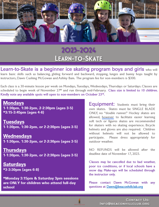 20232024 Learn to Skate Registration Beacon Hill Club