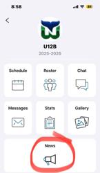 image of Sports Engine App showing where you can find news alerts on the app